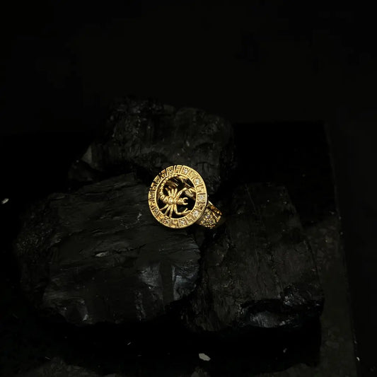 Anillo Alacrán En Circulo de Detalles Cristales Con Marcado Barroco Para Hombre + Envío Gratis