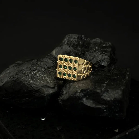 Anillo para Hombre De Cristales Verdes + Envio Gratis