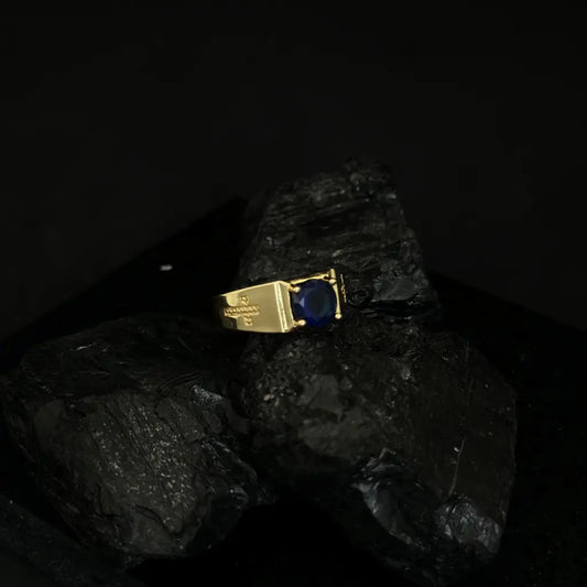 Anillo para Hombre De Piedra Azul Con Cruz Lateral + Envío Gratis