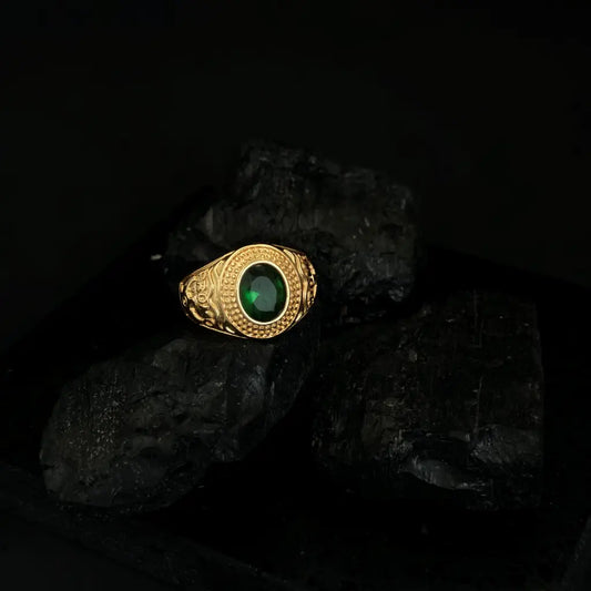 Anillo para Hombre PROM De Cristal Verde Esmeralda+ Envio Gratis