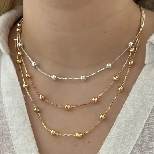 Choker De Dama De Tejido Veneciano Con Balines De Tres Oros + Envío Gratis