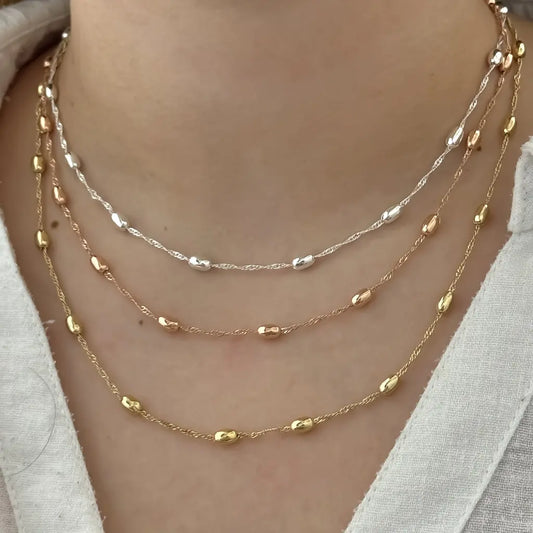 Choker De Tres Oro De Dama Con Balines De Barril + Envío Gratis