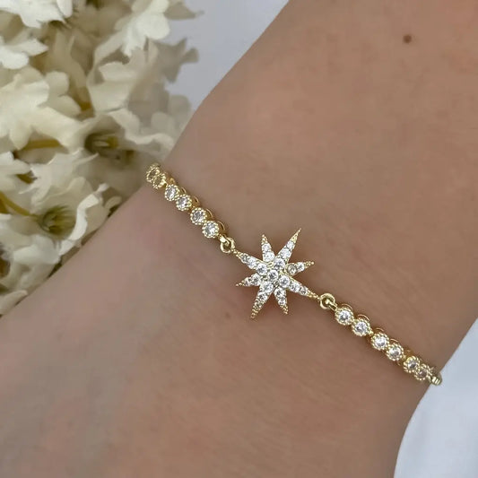 Esclava De Dama De Tejido Cristal Con Estrella + Envío Gratis