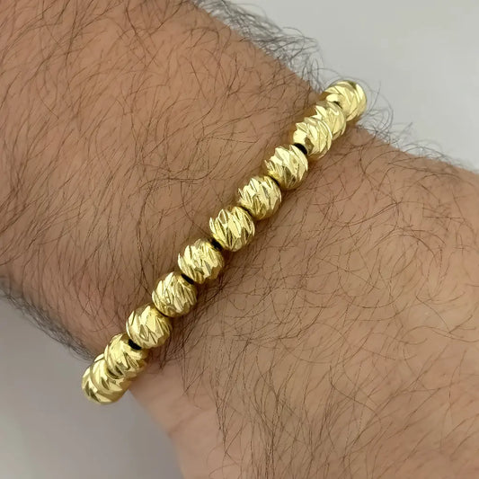 Pulsera De Caballero De Balines Italianos Dorados + Envío Gratis