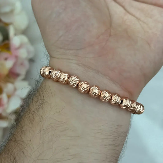 Pulsera De Caballero De Balines Italianos Rosas + Envío Gratis