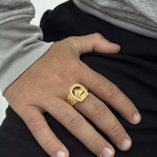 Anillo De Caballo En Herradura Con Piedras Cristal Para Hombre 2 + Envío Gratis