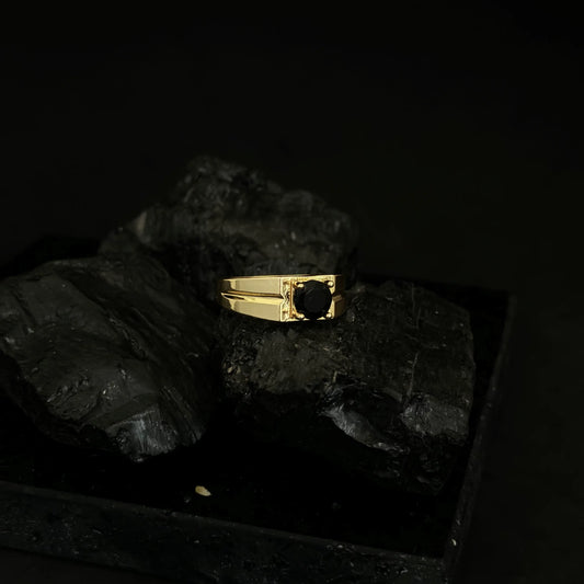 Anillo De Caballero Con Diseño Sencillo Y Cristal Negro + Envío Gratis